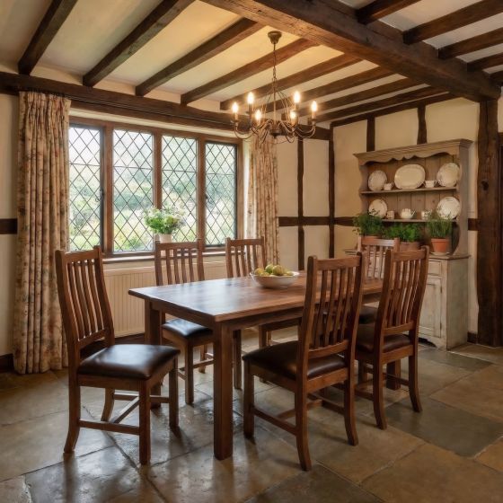 Barn Wood Dining Chair: Some lifestyle images are created with AI for visualization purposes. Crafted from natural solid wood, each piece is unique and will vary.