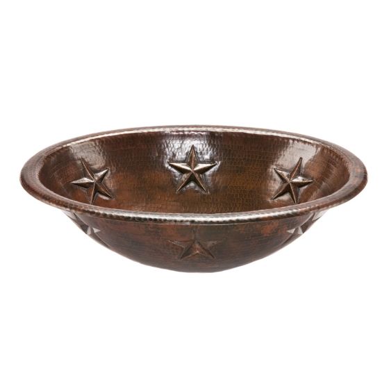 19" Oval Star Oil Rubbed Bronze Hammered Copper Self Rimming Bathroom Sink