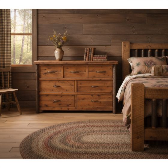 7 Drawer Dresser: Some lifestyle images are created with AI for visualization purposes. Crafted from natural solid wood, each piece is unique and will vary.
