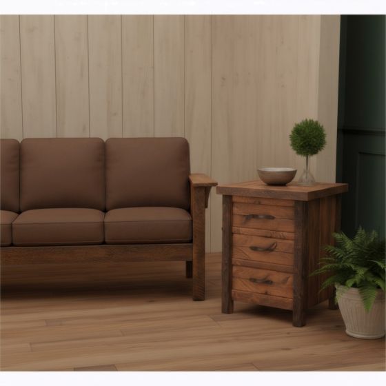 Rustic End Table: Some lifestyle images are created with AI for visualization purposes. Crafted from natural solid wood, each piece is unique and will vary.