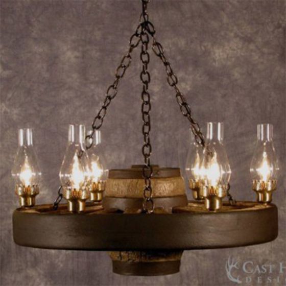 Small Faux Wagon Wheel Chandelier