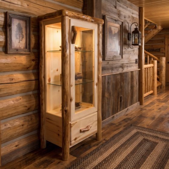 Curio Cabinet: Some lifestyle images are created with AI for visualization purposes. Crafted from natural solid wood, each piece is unique and will vary.