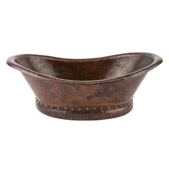 20" Bath Tub Oil Rubbed Bronze Hammered Copper Vessel Sink
