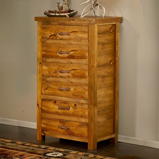 Heartland 6 Drawer Weathered Wood Chest--Honey finish