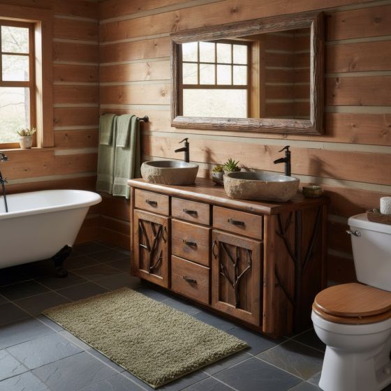 Log Mirror: Some lifestyle images are created with AI for visualization purposes. Crafted from natural solid wood, each piece is unique and will vary.