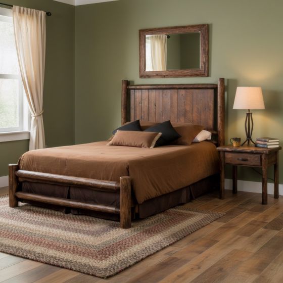 Rustic Nightstand: Some lifestyle images are created with AI for visualization purposes. Crafted from natural solid wood, each piece is unique and will vary.