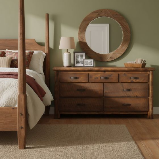 7 Drawer Dresser: Some lifestyle images are created with AI for visualization purposes. Crafted from natural solid wood, each piece is unique and will vary.