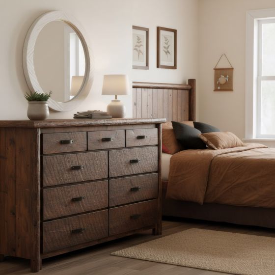 Rustic Dresser: Some lifestyle images are created with AI for visualization purposes. Crafted from natural solid wood, each piece is unique and will vary.