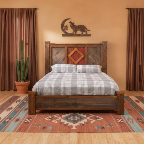 Barn Wood Bed: Some lifestyle images are created with AI for visualization purposes. Crafted from natural solid wood, each piece is unique and will vary.