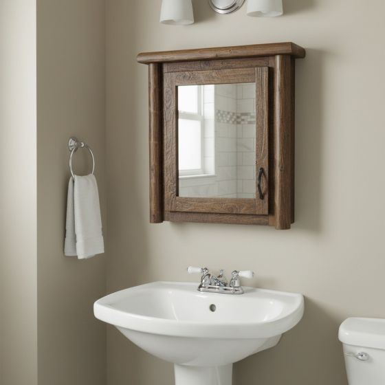 Medicine Cabinet: Some lifestyle images are created with AI for visualization purposes. Crafted from natural solid wood, each piece is unique and will vary.