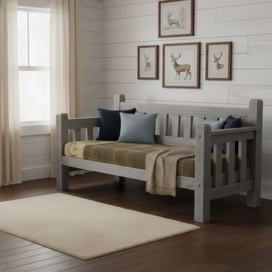 Daybed: Some lifestyle images are created with AI for visualization purposes. Crafted from natural solid wood, each piece is unique and will vary.
