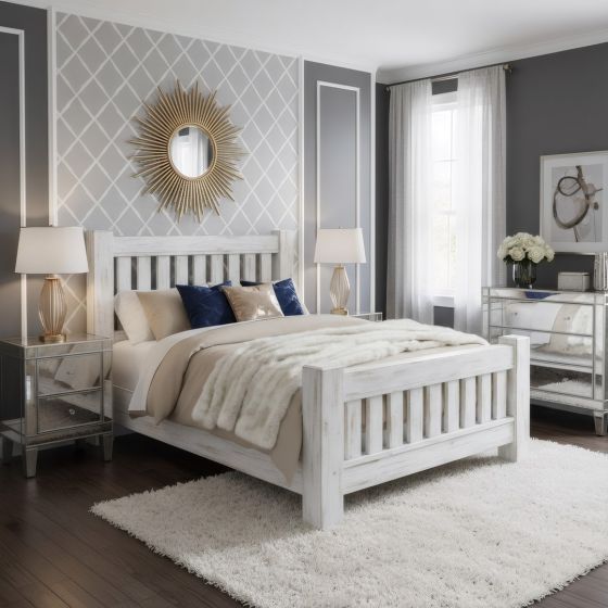 Rustic Bed: Some lifestyle images are created with AI for visualization purposes. Crafted from natural solid wood, each piece is unique and will vary.