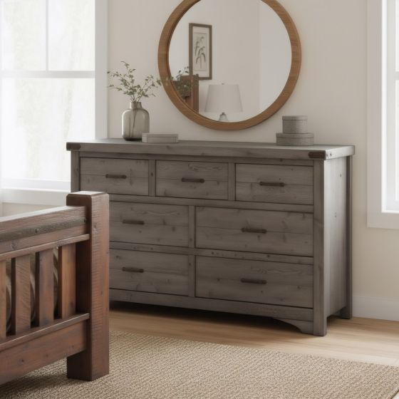 7 Drawer Dresser: Some lifestyle images are created with AI for visualization purposes. Crafted from natural solid wood, each piece is unique and will vary.