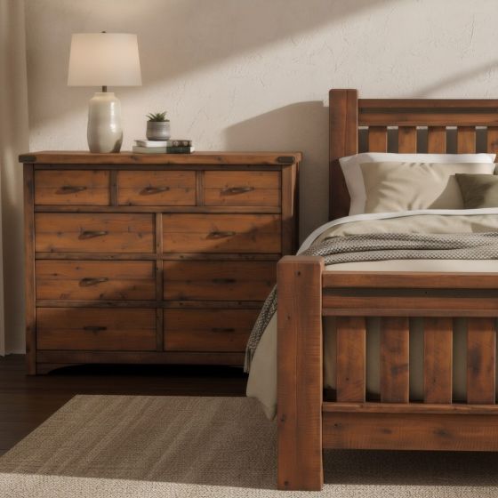Rustic Dresser: Some lifestyle images are created with AI for visualization purposes. Crafted from natural solid wood, each piece is unique and will vary.