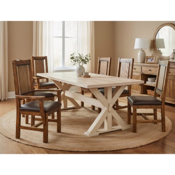 Farmhouse Dining Chair: Some lifestyle images are created with AI for visualization purposes. Crafted from natural solid wood, each piece is unique and will vary.