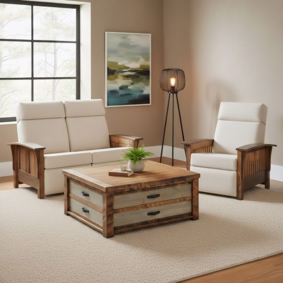 Rustic Coffee Table: Some lifestyle images are created with AI for visualization purposes. Crafted from natural solid wood, each piece is unique and will vary.