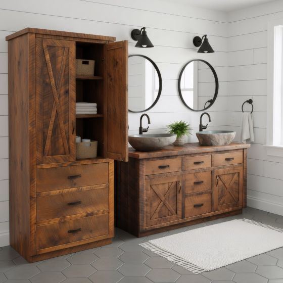 Linen Closet: Some lifestyle images are created with AI for visualization purposes. Crafted from natural solid wood, each piece is unique and will vary.