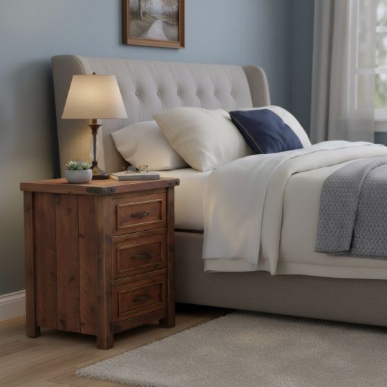 Nightstand: Some lifestyle images are created with AI for visualization purposes. Crafted from natural solid wood, each piece is unique and will vary.