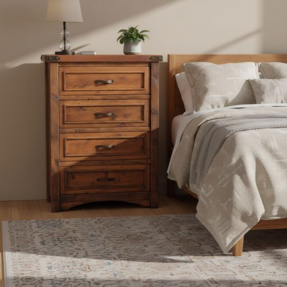 Chest of Drawers: Some lifestyle images are created with AI for visualization purposes. Crafted from natural solid wood, each piece is unique and will vary.