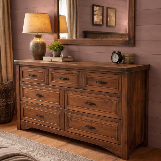 Rustic Dresser: Some lifestyle images are created with AI for visualization purposes. Crafted from natural solid wood, each piece is unique and will vary.