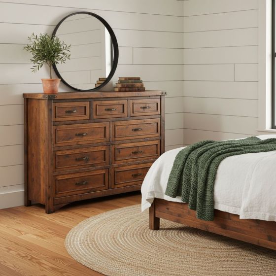 Rustic Dresser: Some lifestyle images are created with AI for visualization purposes. Crafted from natural solid wood, each piece is unique and will vary.