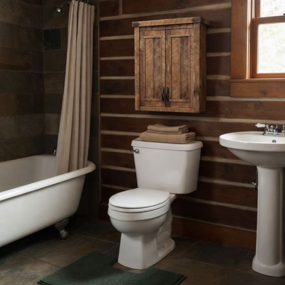 Toilet Topper Cabinet: Some lifestyle images are created with AI for visualization purposes. Crafted from natural solid wood, each piece is unique and will vary.