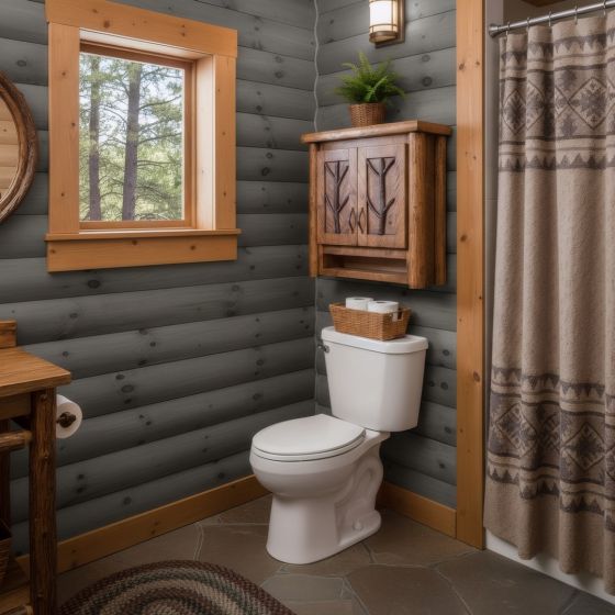 Rustic Log Cabinet: Some lifestyle images are created with AI for visualization purposes. Crafted from natural solid wood, each piece is unique and will vary.