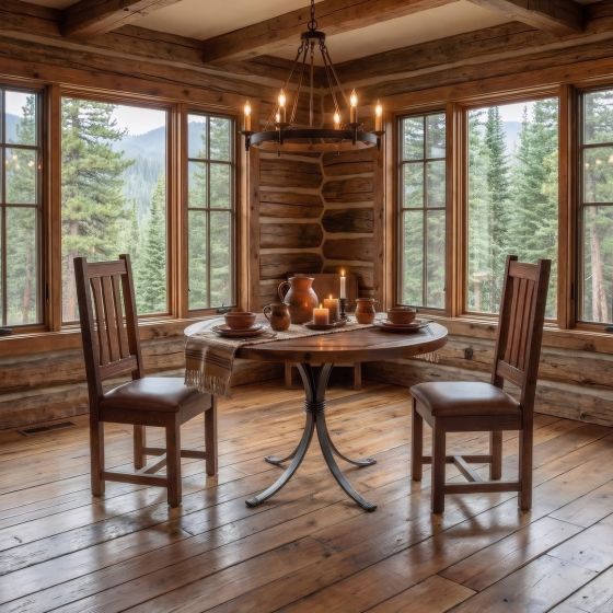 Barnwood Dining Table: Some lifestyle images are created with AI for visualization purposes. Crafted from natural solid wood, each piece is unique and will vary.