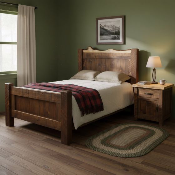 Rustic Bed: Some lifestyle images are created with AI for visualization purposes. Crafted from natural solid wood, each piece is unique and will vary.