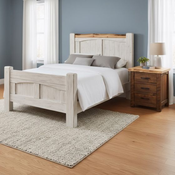 Rustic Bed: Some lifestyle images are created with AI for visualization purposes. Crafted from natural solid wood, each piece is unique and will vary.