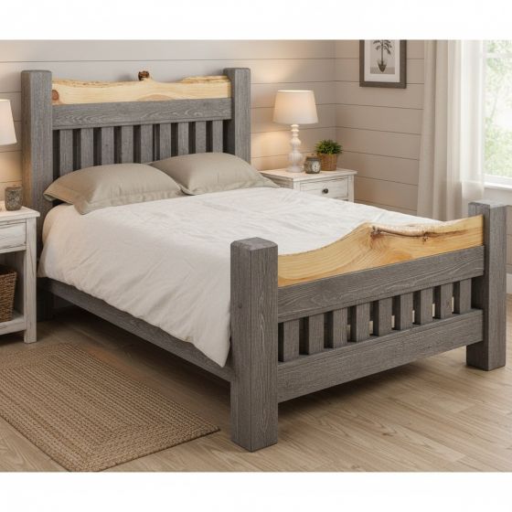 Rustic Bed: Some lifestyle images are created with AI for visualization purposes. Crafted from natural solid wood, each piece is unique and will vary.