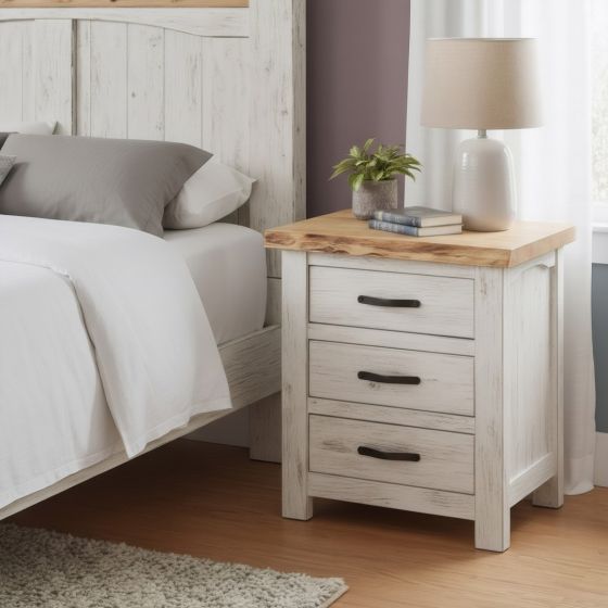 Nightstand: Some lifestyle images are created with AI for visualization purposes. Crafted from natural solid wood, each piece is unique and will vary.