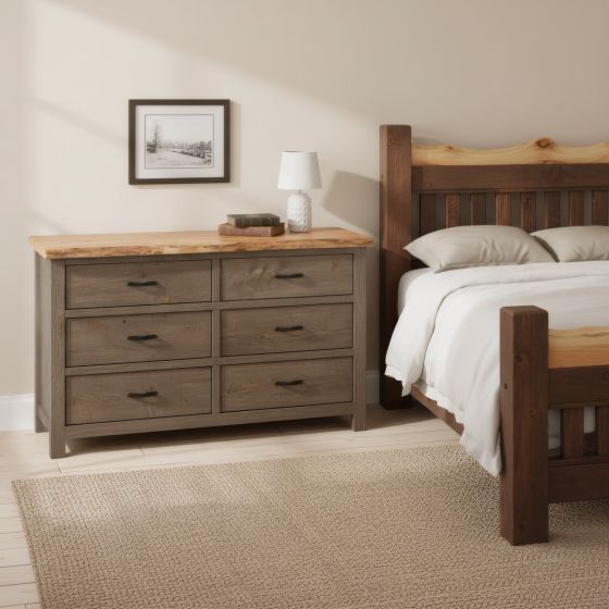 6 Drawer Dresser: Some lifestyle images are created with AI for visualization purposes. Crafted from natural solid wood, each piece is unique and will vary.