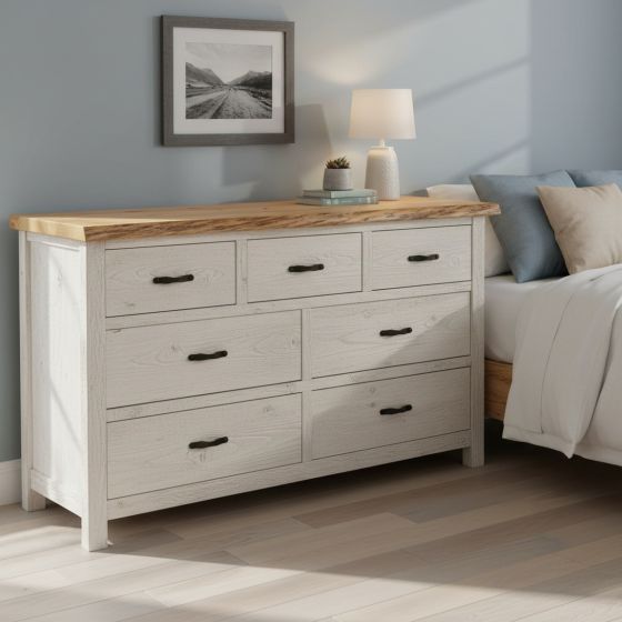 7 Drawer Dresser: Some lifestyle images are created with AI for visualization purposes. Crafted from natural solid wood, each piece is unique and will vary.
