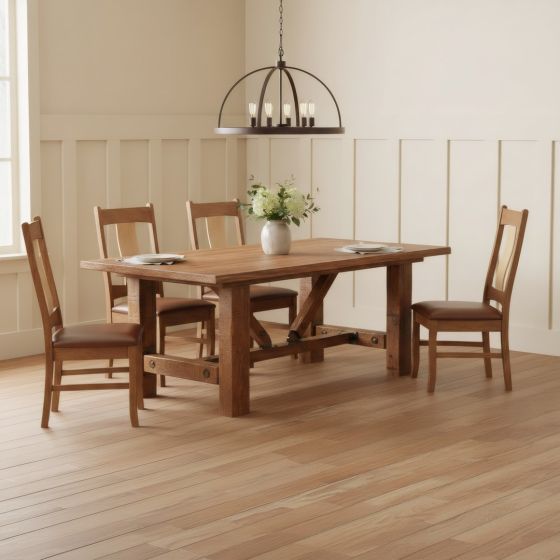 Barnwood Dining Table: Some lifestyle images are created with AI for visualization purposes. Crafted from natural solid wood, each piece is unique and will vary.