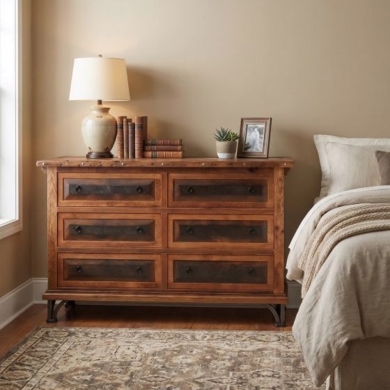 6 Drawer Dresser: Some lifestyle images are created with AI for visualization purposes. Crafted from natural solid wood, each piece is unique and will vary.