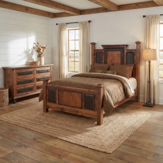 Barn Wood Bed: Some lifestyle images are created with AI for visualization purposes. Crafted from natural solid wood, each piece is unique and will vary.