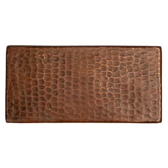 3" x 6" Oil Rubbed Bronze Hammered Copper Tile