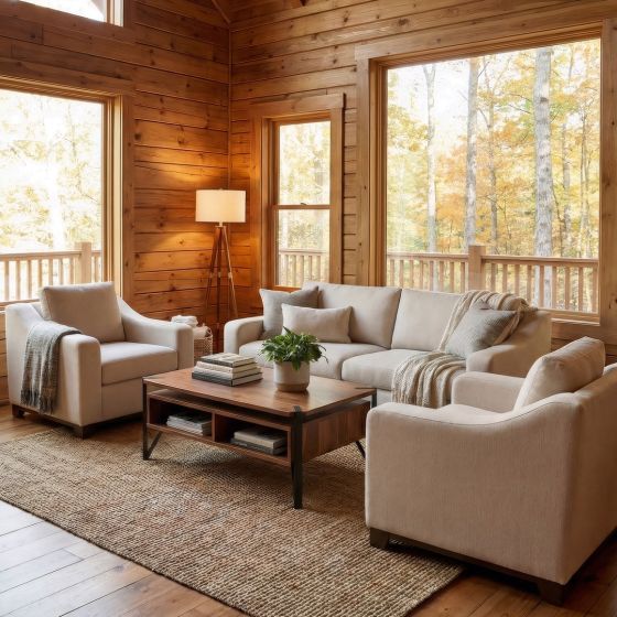 Modern Coffee Table: Some lifestyle images are created with AI for visualization purposes. Crafted from natural solid wood, each piece is unique and will vary.