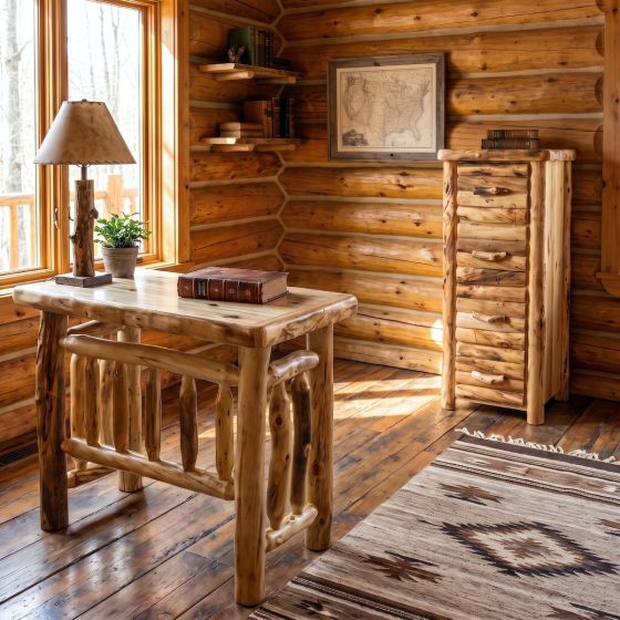 Log File Cabinet: Some lifestyle images are created with AI for visualization purposes. Crafted from natural solid wood, each piece is unique and will vary.