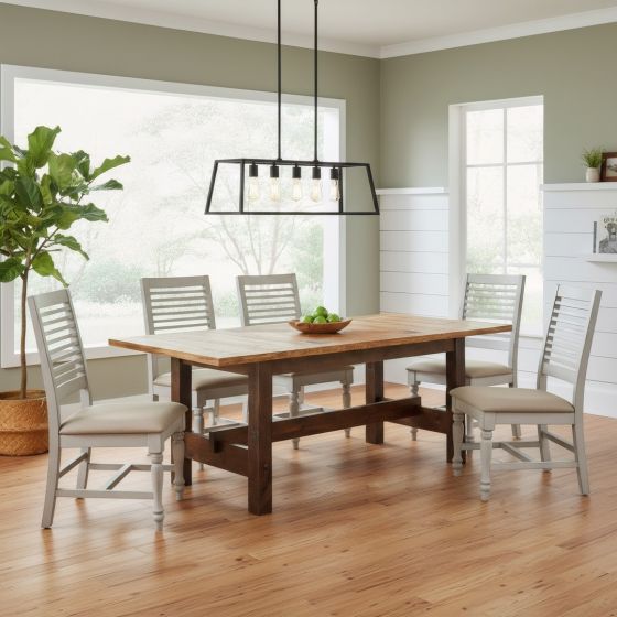 Dining Table: Some lifestyle images are created with AI for visualization purposes. Crafted from natural solid wood, each piece is unique and will vary.