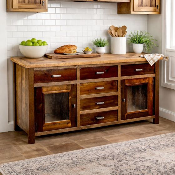 Modern Sideboard: Some lifestyle images are created with AI for visualization purposes. Crafted from natural solid wood, each piece is unique and will vary.