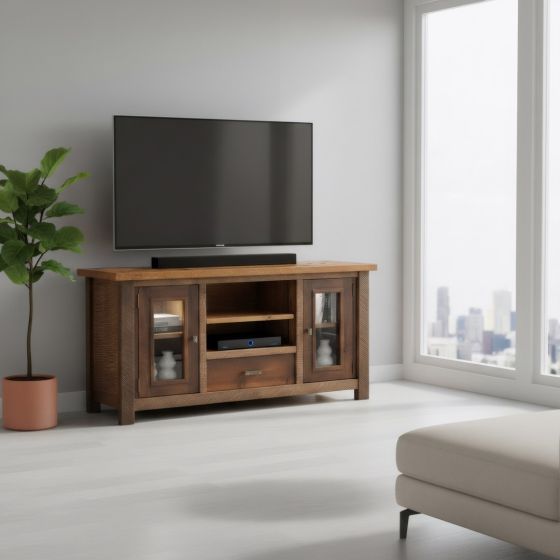 TV Stand: Some lifestyle images are created with AI for visualization purposes. Crafted from natural solid wood, each piece is unique and will vary.