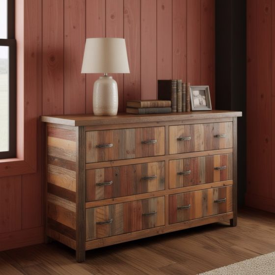 Rustic Dresser: Some lifestyle images are created with AI for visualization purposes. Crafted from natural solid wood, each piece is unique and will vary.