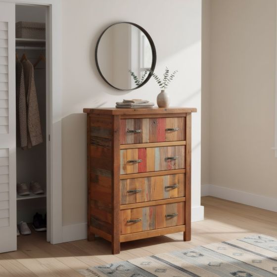 Rustic Chest: Some lifestyle images are created with AI for visualization purposes. Crafted from natural solid wood, each piece is unique and will vary.
