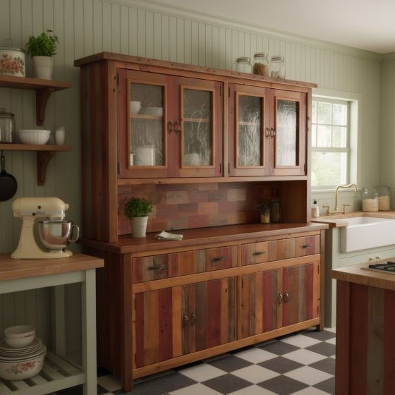 Rustic Hutch: Some lifestyle images are created with AI for visualization purposes. Crafted from natural solid wood, each piece is unique and will vary.