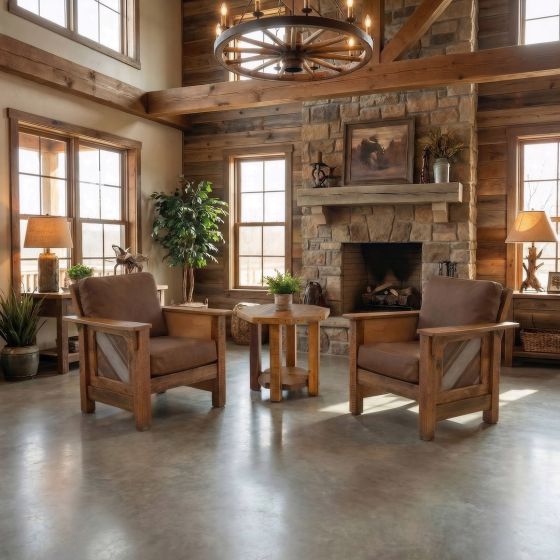 Rustic End Table: Some lifestyle images are created with AI for visualization purposes. Crafted from natural solid wood, each piece is unique and will vary.