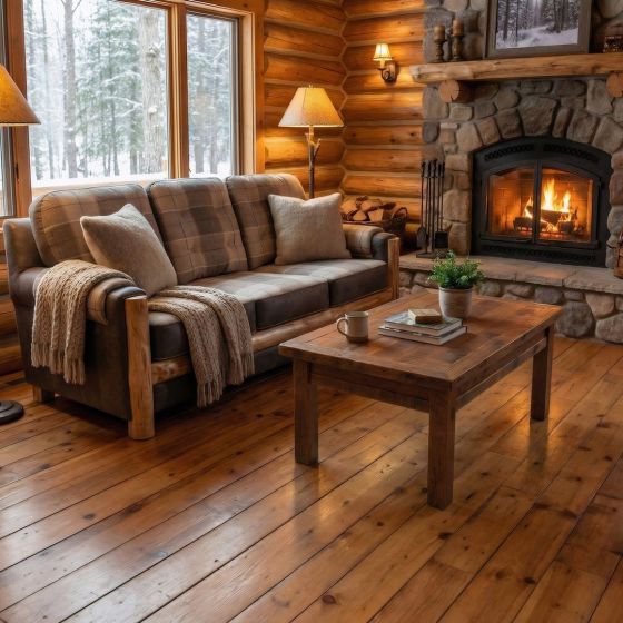 Rustic Coffee Table: Some lifestyle images are created with AI for visualization purposes. Crafted from natural solid wood, each piece is unique and will vary.