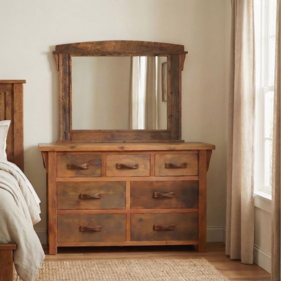 Barn Wood Mirror: Some lifestyle images are created with AI for visualization purposes. Crafted from natural solid wood, each piece is unique and will vary.