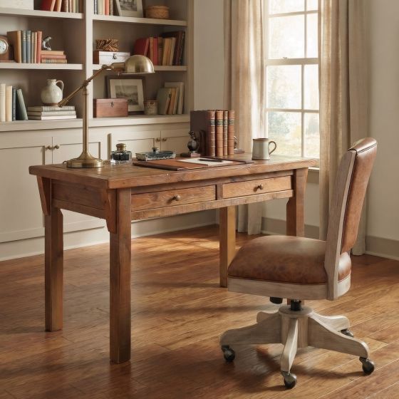 Barn Wood Desk: Some lifestyle images are created with AI for visualization purposes. Crafted from natural solid wood, each piece is unique and will vary.